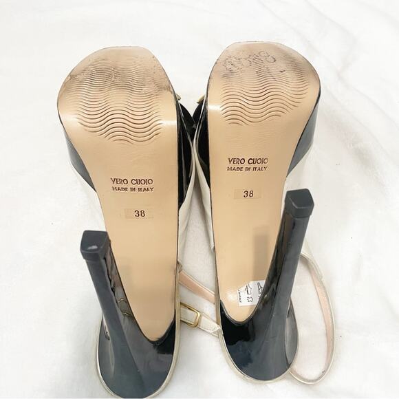 Osvaldo Rossi made in Italy high heel pumps bow gold ivory back open toe size 38 - Picture 7 of 8